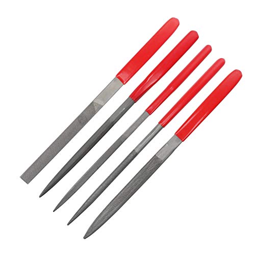 Kalim Hand File Set, 8.5Inch Carbon Steel File Kit 5Pcs, Round/Triangle/Square/Flat/Half-Round File Suitable For Woodworking, Metalworking, Model, Diy, Musical Instruments, Hobbies, Etc. #TOP25