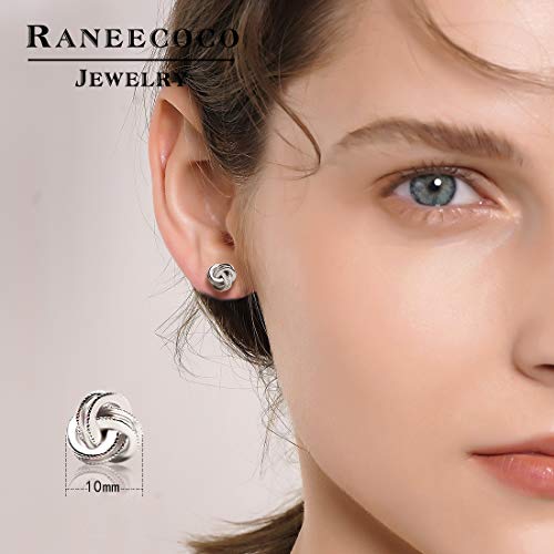 Gold Plated Sterling Silver Studs Love Knot Earrings For Women | Hypoallergenic & Nickle Free Jewelry For Sensitive Ears (8, White-Gold-Plated-Silver) #TOP5