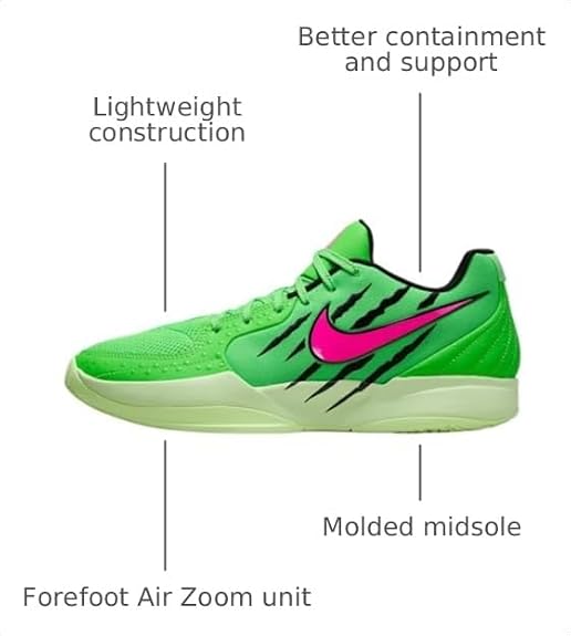 Nike Ja 2 Basketball Shoes (Green Strike/Black/Barely Volt/Hyper Pink) Size 10