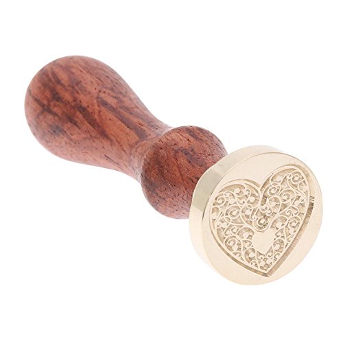 Demiawaking Timbro Sigillo con Testa di Rame Manico in Legno Timbro di Cera DIY Decorazioni per Biglietto d'invito Francobollo Buste (Cuore)