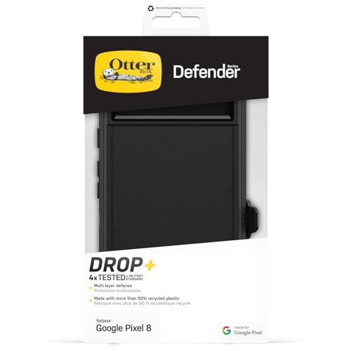 OtterBox Google Pixel 8 Defender Series Case - BLACK, rugged & durable, with port protection, includes holster clip kickstand (Single unit ships in polybag, ideal for business customers) by OtterBox - Image 7