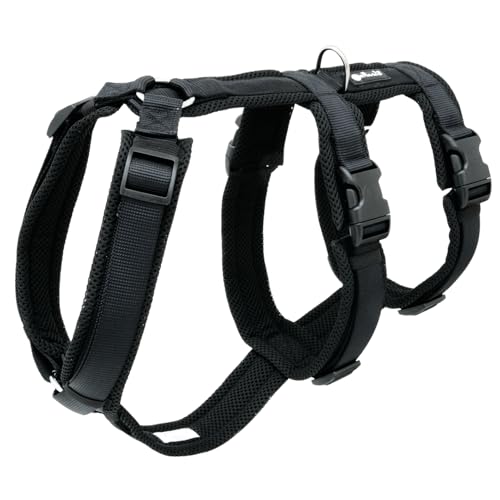 Petlando Mesh Sicherheits-Geschirr schwarz M (Halsumfang 34-62 cm, Brustumfang 51,5-73,Bauchumfang 46,5-63,5 cm) cm, Bauchumfang 37-52,5 cm