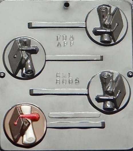 Candy Molds N More Graduation Cap and Scroll Lollipop Chocolate Candy Mold 8005