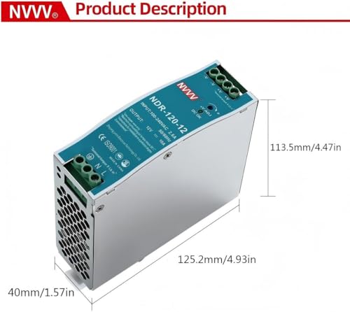 12Vdc 10Amp DIN-Rail Power Supply NDR 120W, Input:100-240VAC,Output:12VDC,Power Supply Switch Switching Converter DC3