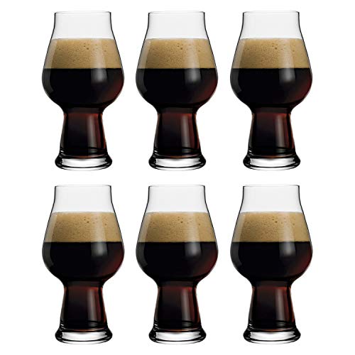 Luigi Bormioli Birrateque Set of 6 Stout Porter Glasses - 600ml / 60cl / 20 ¼ oz - Craft Beer Style Design - Lead Free Crystal Glass - Break Free & Dishwasher Safe