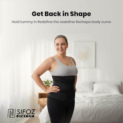 Image of Sifoz 3 in 1 Postpartum Support - Recovery Belly Belt Free Size Abdominal Support for post Delivery, Slimming Waist, Lower Back Pain, Tummy Reduction Belt For Belly After Delivery C-Section (Black)