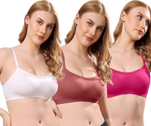 Image of London Hills Women's Cotton Sports Bra for Women Solid Bra Wireless & Non Padded Full Coverage Soft Hold Straps Super Combed Cotton Elastane Stretch Full Coverage Slip-On Active Bra