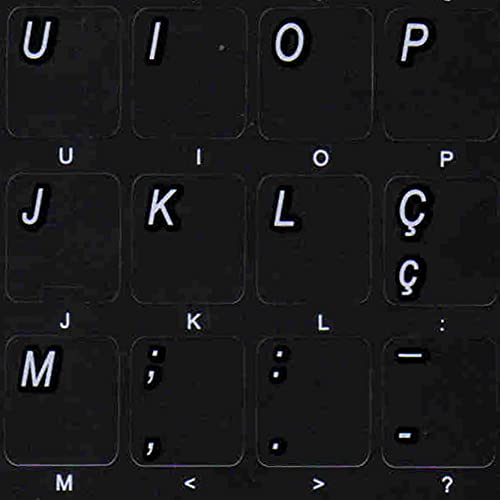 Adhesivos de Teclado Tradicional Portugués Fondo Negro miniatura 1