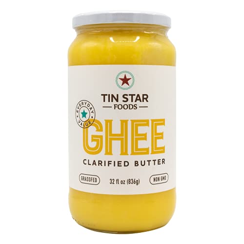 Tin Star Foods Grassfed Ghee â€“ Pasture Raised, Hand Crafted Clarified Butter â€“ Keto, Whole 30 and 21 Day Detox Approved, Lactose Free, Casein Free, â€“ 32. oz.