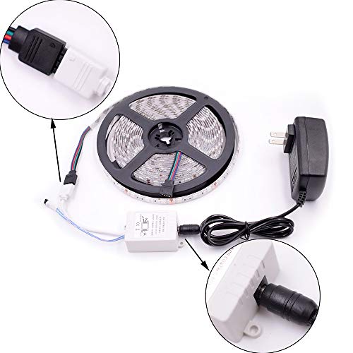 Tira de luces LED RGB 16.4ft con control remoto y fuente de poder miniatura 6