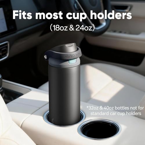 Image of ENCOOL Leakproof Insulated Water Bottle with Straw Dual-Sip Water Bottle Bag-Safe Design for Work, Commute & Gym - Keeps Drinks Cold All Day, 24 oz, Blush Pink