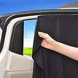 車用サンシェード 車窓日よけ カーシェード UVカット 車内の目隠 車用 カーテン 遮光 断熱 日焼け防止 防紫外線 着脱簡単 磁石貼付 反射 遮光 遮熱 (真っ黒, 80x50cm 矩形2枚セット)