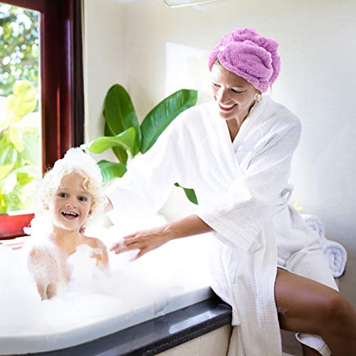 PIXNOR Touca de Toalha de Secagem de Cabelo Com Botões Elástico Absorvente de Toalha de Cabelo Envol