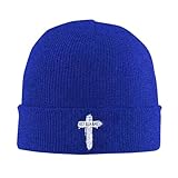FJQWKLF Christliche, strickende Mütze für Erwachsene mit römischem Aufdruck, Wintermütze, warm, Totenkopfmütze - Herren Damen