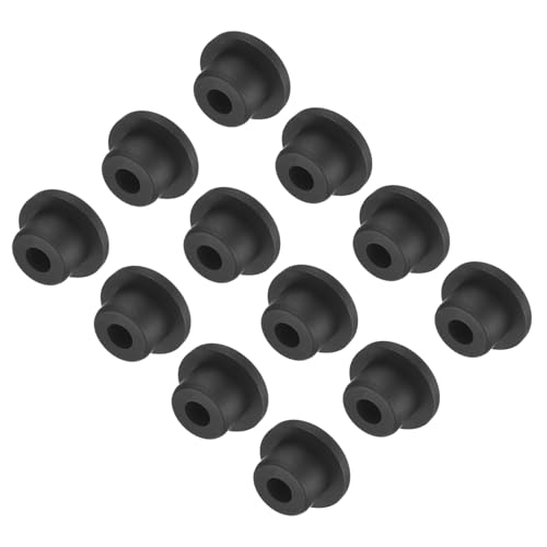 Image of uxcell High Temp Silicone Plug Mount Dia 16mm /0.63 inch t Shaped Rubber Stopper Hole Plugs for Powder Coating Plating Waterproof Plugs Sealing Plugs Black Pack of 12(OD 24mm)