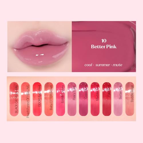 Image of ETUDE Over Growy Lip Stain Tint, Better Pink, 0.1 oz (3 g), Lipstick, Glossy Finish, Highly Moisturizing, Melotint, Plush, Glossy, Volume, Vegan Certified
