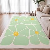 Boao Modern Floral Area Rugs Flower Living Room Rugs 4 x 6 ft Washable Soft Area Carpet with Non-Slip for Bedroom Office Home Decor(Sage Green)