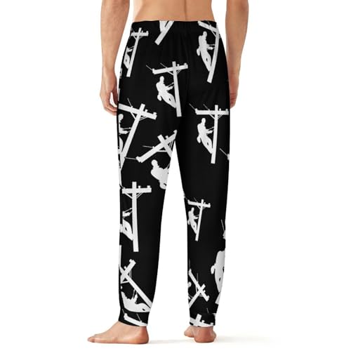 Electric Cable Lineman Mens Pajamas Pants Lightweight Pjs Lounge Pants Loungewear with Elastic Waistband3
