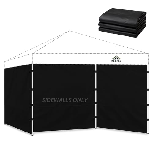 Instant Canopy Sidewalls for 10x10 Pop Up Canopy Tent, 300D Waterproof Material for Outdoor Events, Vendor Booths, and Privacy (Sidewalls Only) (Black, 10x10ft-3pcs)