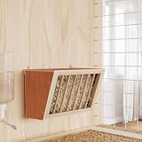 Heufutterstation für Kaninchen, 37 x 18,5 x 23 cm, aus massivem Tannenholz, unbehandelt, Futterspender für kleine Tiere wie Meerschweinchen und Chinchillas, zum Aufhängen an der Wand oder zum