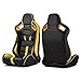 ModifyStreet Universal PVC Leather Reclinable Black with Yellow Racing Seats Right Left [VIPER-Series]