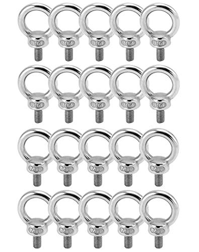 QWORK 20 Pièces M6 Anneau de Levage, M6 Boulons àœil Filetage Mâle, pour Marin Boulons et Équipements de Levage d'Ingénierie (65KG)