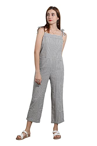 Utcoco Womens Casual Striped Overall Jumpsuits Relaxed Fit Baggy Adjustable Straps Bib Wide Leg Pants (Small, Gray) #TOP1