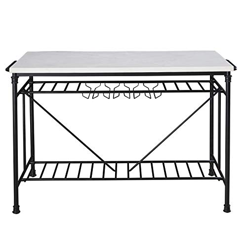 Steve Silver Claire White Marble Top Kitchen Island - Thumbnail 3