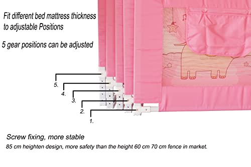 Image of VIC Kid Adjustable Baby Bedrail Guard Bed Fence (1.8 M, Pink Elephant)