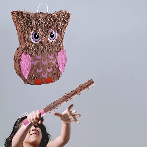 Quera Owl Pinata With A Blindfold And Bat — For Wizard Theme Woodland Forest Animal Parties — Birthday Fall Thanksgiving Party Supplies Pinatas And Decorations — Cute Pink Snowy Owl Pinata For Girls & Boys #TOP3