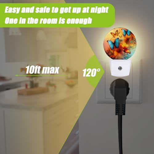 Image of Colorful Butterfly Night Light,Night Lights Plug into Wall for Kitchens Toilets Bedroom Decorative Half Round Nightlight Led Lamp 0.5W Sleep Friendly