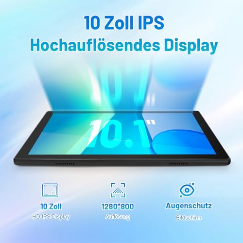 Vekoy Tablet 10 Zoll Android Octa-Core 8 GB RAM 64 GB ROM (1 TB TF) 1280x800 IPS Touchscreen GMS-zertifizierter 5000mAh Tablet PC WiFi 6 Bluetooth 5.4 Widevine L1 Dual-Kamera