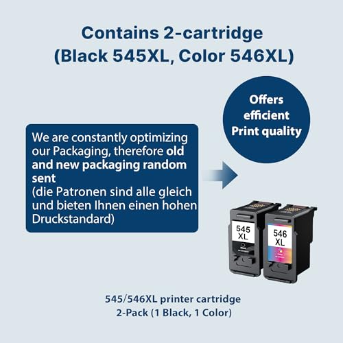 545XL 546XL Ink Cartridges Replacement for Canon Ink Cartridges 545 546 PG-545 CL-546 XL Black and Colour for Pixma TS3350 TS3150 MG3050 MG2550S MG2950 TR4550 TR4551 TR4650 MX495 TS3355 Printer - Image 5