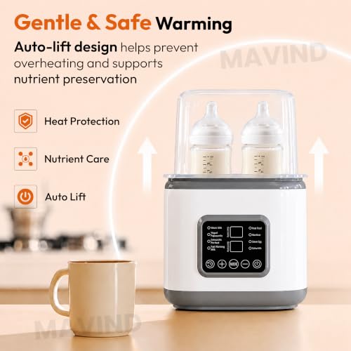Image of 10-in-1 Electric Baby Bottle Warmer & Sterilizer, Double Bottle Milk Warmer with LED Touch Display, Fast Milk Heating, Food Heater, Defrost & Steamed Egg Function for Breastmilk & Formula