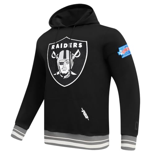 Pro Standard Mens NFL Las Vegas Raiders Mash Up Pull Over Hoodie Black/Gray L - Image 2