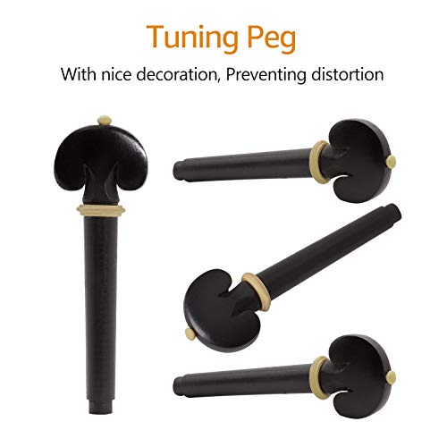 Entemah 4/4 Violin Accessory Parts Set Ebony with Tailpiece Chin Rest End Pin Tuning Pegs