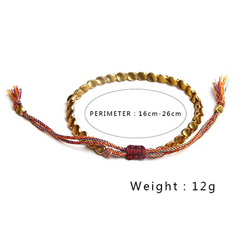 N/Q 3 Pcs Handmade Tibetan Copper Beads Bracelet for Women Men Adjustable Colorful Braided Cotton Lucky Amulet Rope Beaded Bracelet Fashion Unisex Jewelry4