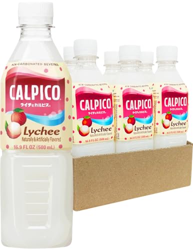 CALPICO Lychee – Smooth, Creamy & Refreshing Non-Carbonated Beverage, Sweet and Tangy, Japanese Lactic Acid Drink, 16.9 Fl oz (Pack of 6)