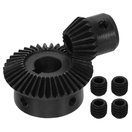 Image of uxcell 2Pcs Tapered Bevel Gears Set, 1 Mod 1:2 (20T /40T) Harden Steel Straight Bevel Gear, 90 Degree Steering Motor Gears, (8mm /12mm Shaft Hole with Keyway)