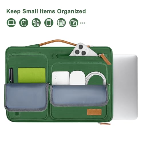 Image of MOSISO 360 Protective Laptop Case 16 inch, 15-15.6 inch Laptop Sleeve Compatible with MacBook Pro 16, HP, Acer, Dell, Lenovo, ASUS, Side Open Carrying Case with 4 Zipper Pockets&Handle, Jungle Green
