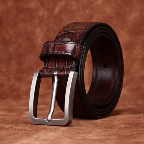 Men's Genuine Leather Casual Belt, Crocodile Embossed Vintage Belt, Thickened Work Belts for Jeans2