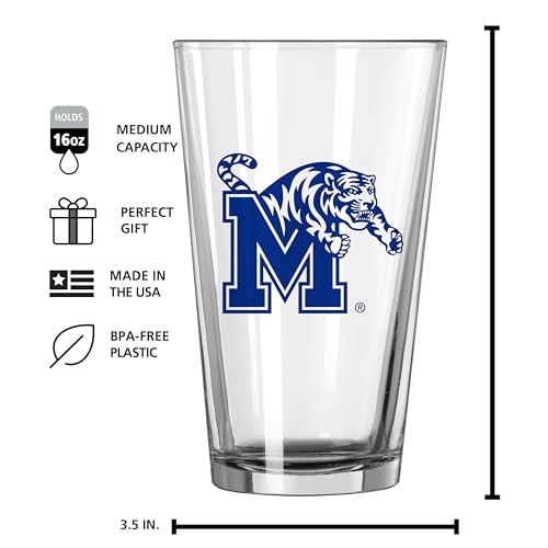 Image of Logo Brands NCAA 16 oz Pint Glass - Durable Glass With Bold Team Color- Chip-Resistant Rim Drinkware For Fans, Tailgates, Home Bars & Everyday Use