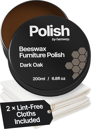 Hemway Dark Oak Beeswax Furniture Polish 200ml & 2 Lint-Free Cloths