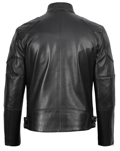 Image of Disc Experience Timeless Style and Unmatched Craftsmanship with the Real Leather Cafe Racer Jacket for Men | [1101853] Denver Black, M