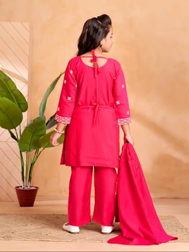 Image of Aarika Girls Ethnic Wear Purple Colour Thread Embroidery Kurti Pant Set With Dupatta