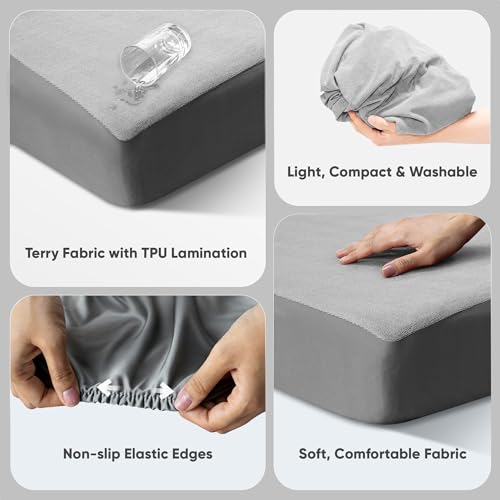 Image of Frido Waterproof Mattress Protector Single Size with 100% Spill-Proof TPU Membrane, Breathable Anti-Allergen Terry Fabric, Machine Washable, Bed Protector Cover (Steel Grey, 72 Inches X 36 Inches)