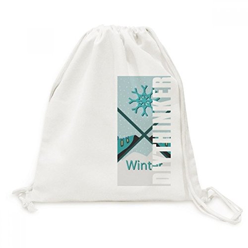 Sac de sport motif ski sac à dos cordon sac de voyage en toile pour activités extérieures