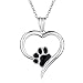 Produktbild (Asn-004paw) - HUABOLA CALYN S925 Sterling Silver Heart Shape with a Paw Print Pendant Necklace ...
