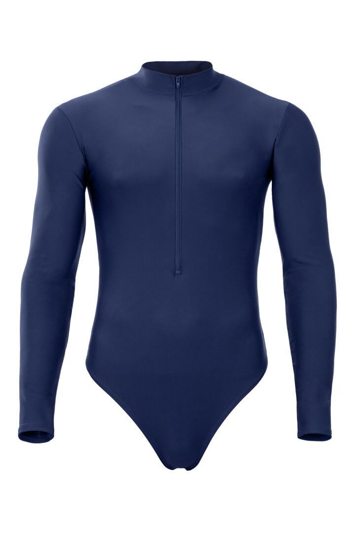 Herren Stringbody mit Kragen Frontreißverschluss lange Ärmel 80% Polyamid 20% Elasthan, matt, stretch