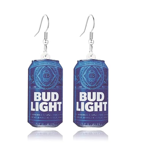 WCRAZYE Funny Beer Bottle Earrings Beer Mug Earrings for Women Drinks Bottle Drop Dangle Earrings Beer Glass Mug Can Earrings Creative Funny Food Jewelry (Blue)